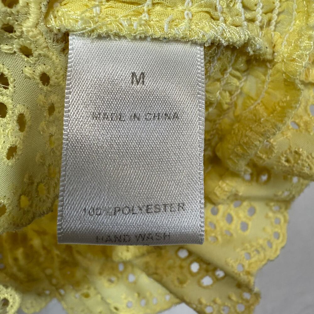 Rose & Grey M Yellow Eyelet Lace Crop Top Ruffle Cottage Coquette Softgirl Cute - Picture 9 of 10